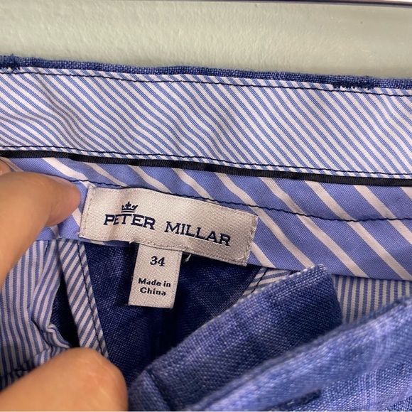 Peter‎ Millar Plaid Linen Blue Shorts Sz 34 - Picture 2 of 4